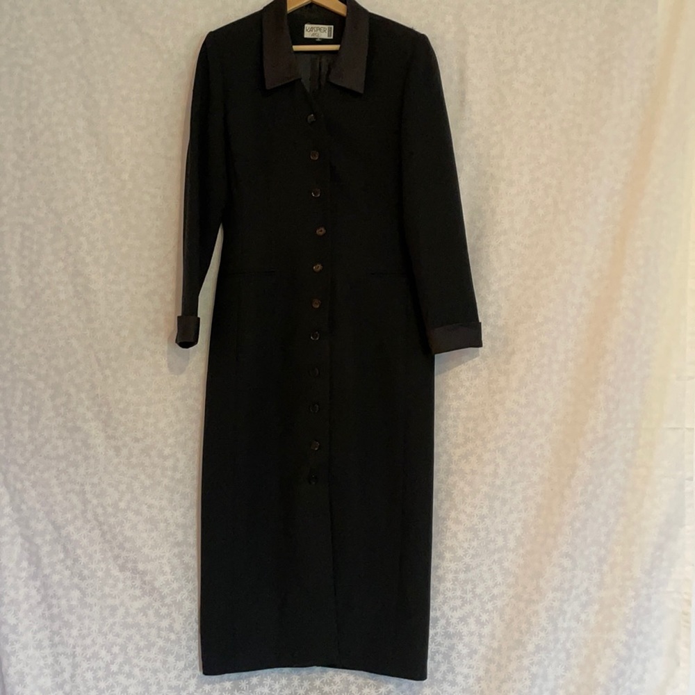 Kasper button down black dress/overcoat